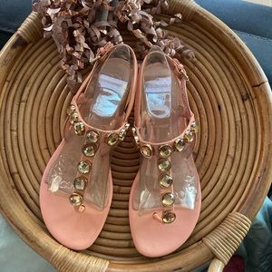 Tory Burch Peachy Rose Bling Thong Sandals Size 8